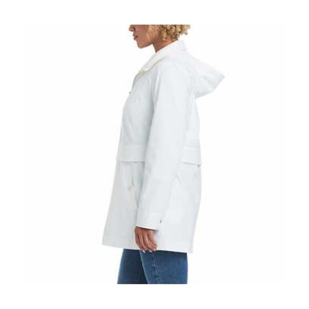 NWT Vince Camuto Womens Chic Hooded Rain Jacket Water Wind Resistant White, M - Picture 2 of 9